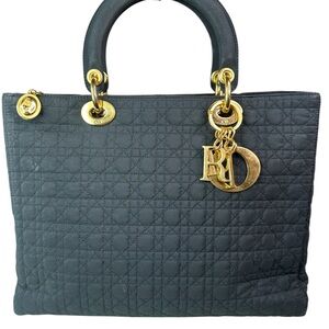 Dior Black Quilted Satchel with Gold Accents